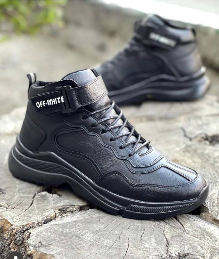 کتونی نیم ساق مردانه مشکی off white (بالاترین کیفیت)